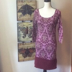 Kersh Maroon & Purple Print Tunic Dress